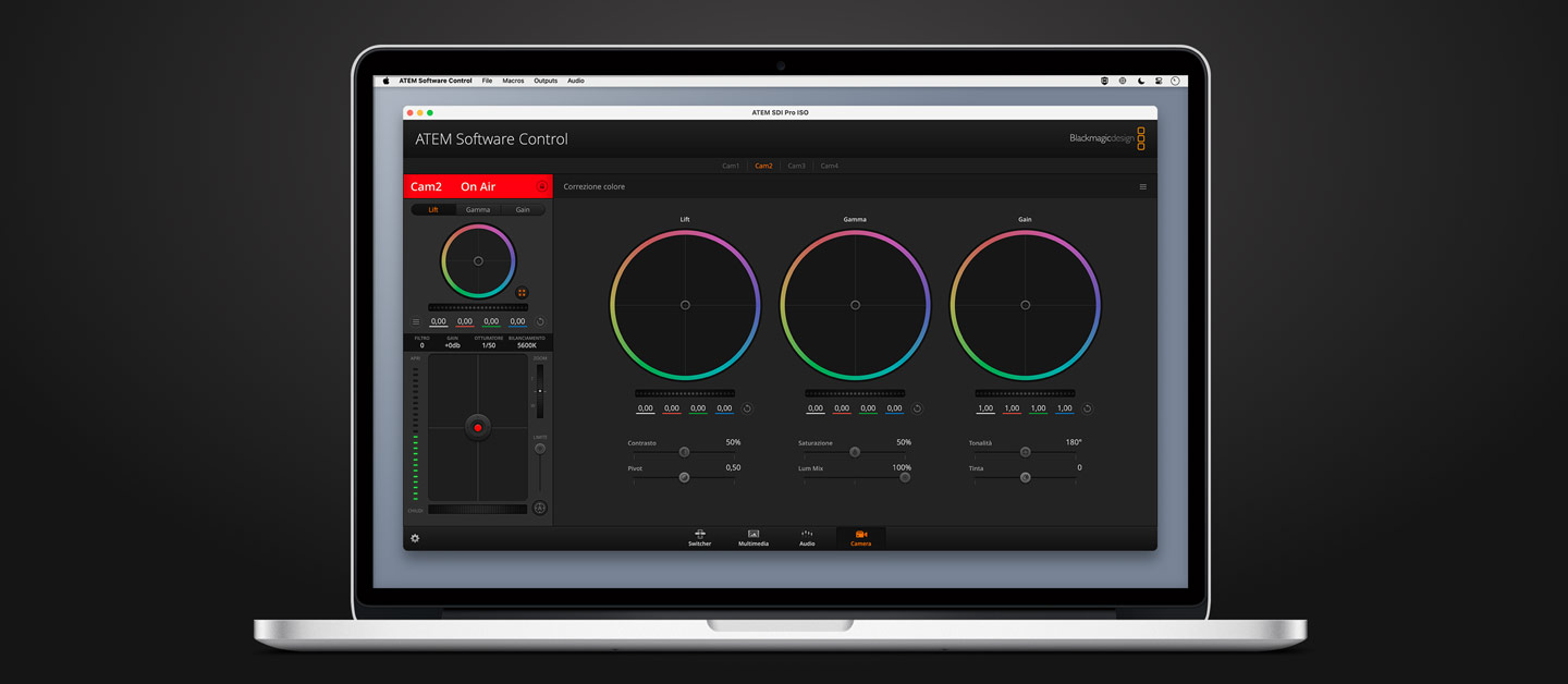ATEM Software Control Camera Control Screen.