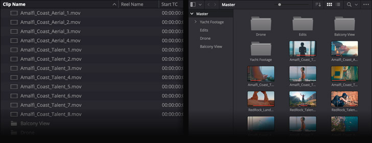 Easy media organization with folders, icon and list views
